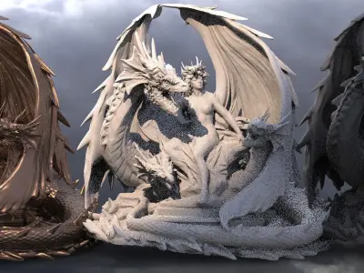 Dragon Throne of Power Sculpture Grand 3 3D model