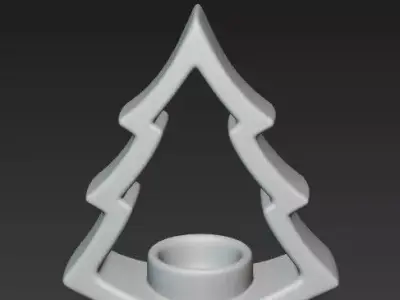 Minimalist Ceramic Christmas Tree Candle Holder 3D print model