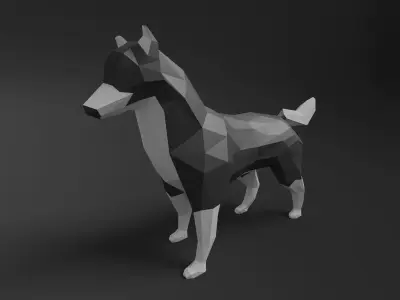 Low-poly Husky dog Low-poly 3D model