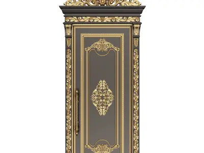 Carved Door Classic 01402 Black Low-poly 3D model