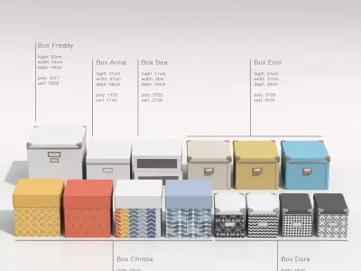 Collection of storage boxes  3D model