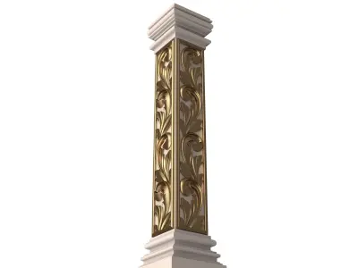 Stair Baluster 03 White Low-poly 3D model