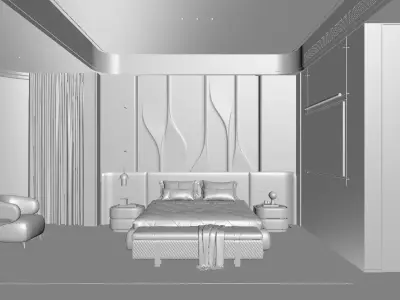 Modern Bedroom 3D Model 3D model