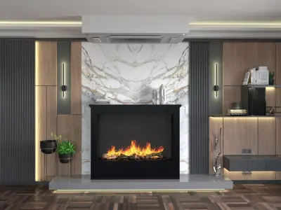 Fireplace Wall  Vray 6 3D model