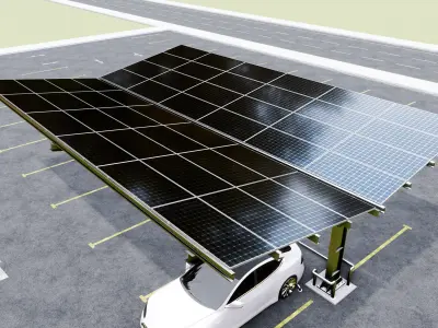 Y Type 4x2 Car Solar Carport 3D model