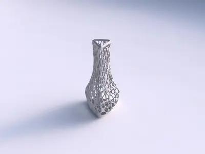 Vase puffy triangle with dense organic lattice 2 3D print model