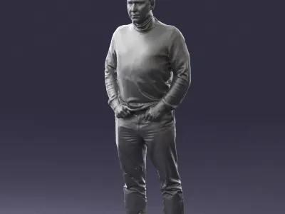Man in gray sweater 0615 3D Print Ready 3D print model