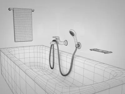 Bathtub bathroom with and sink 3D model