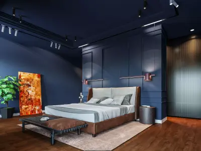 Luxury Modern Villa Bedroom Interior Scene 3ds Max  Corona 3D model