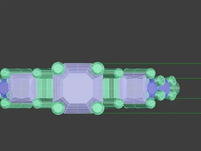 Ladies Gemstone Ring Emerald Princess Round Gold Jewelry 3D print model