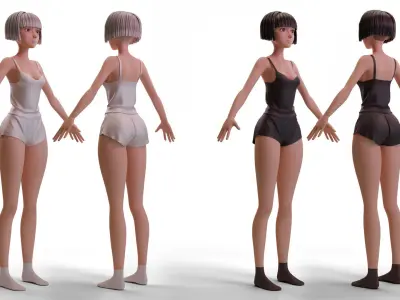 Stylized Fitness Girls 3D Model Pack
