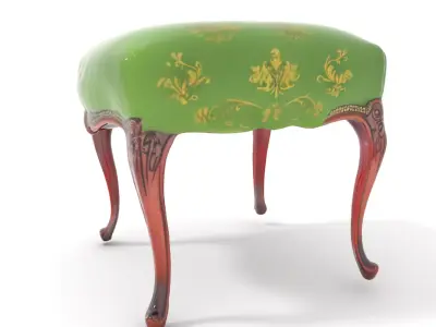 Elegant Green Ottoman model pack Low-poly 3D model