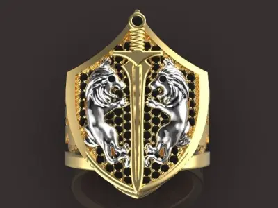 lion ring Silver Gold  Print 3D print model