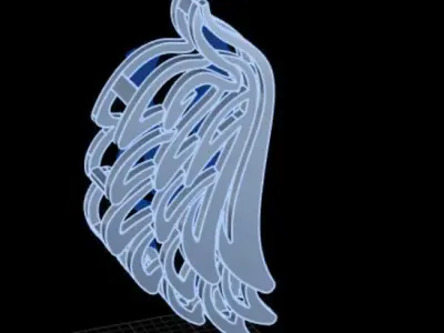 Wing with letter at the back 3D print model