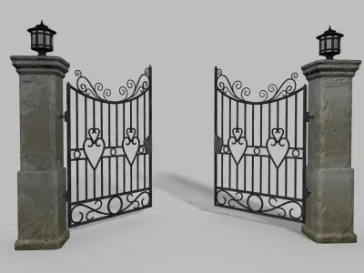 Driveway Gate Old Free low-poly 3D model
