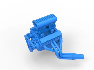 Engine V8 for vintage dragster Version 8 Scale 1 to 25 3D print model