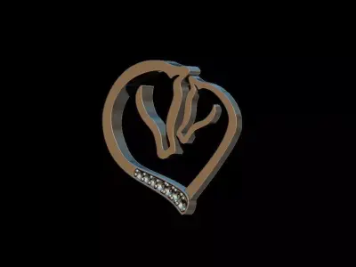  silhouette horses pendant 3D print model