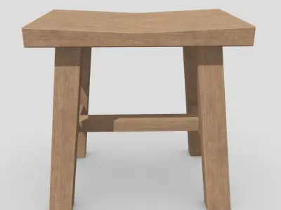 Stool 7 wooden Low-poly 3D model