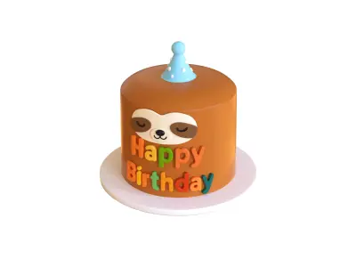 Low-Poly Birthday Cake 07 Low-poly 3D model