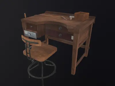 Workbench 3D Model wooden table 3D model