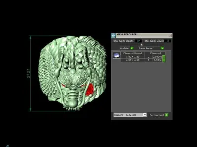 Luxury Dragon Head Men Ring with Gemstone Eyes  425 3D print model