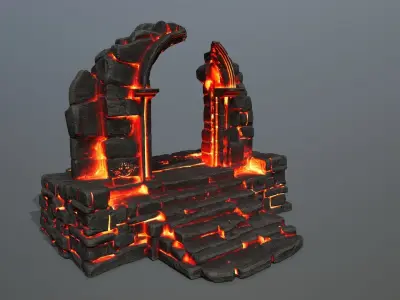 Ruin Stairs Low-poly 3D model