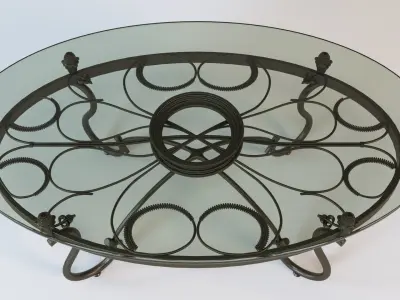 Oval Glass Top Coffee Table 3D model