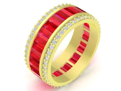 Luxury Baguette Gemstone Eternity Ring  3892 3D print model