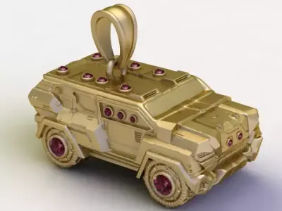 Golden Armored SUV Pendant 3D print model
