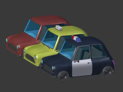Cartoon police Car - taxi 3D model