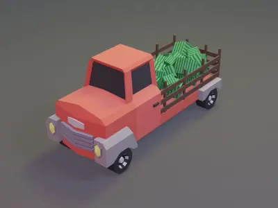 Watermelon Truck Low-poly 3D model