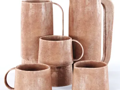 Arita Houen Ceramic Mugs  Low-poly 3D model