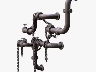 Industrial Pipe System with Chains M1 3D model