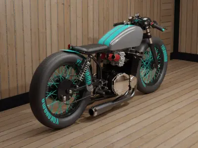 Custom Suzuki Brat Motorcycle Low-poly 3D model