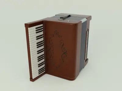 Accordion 3D model box Low-poly 3D model
