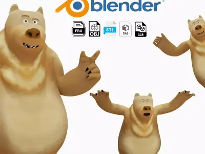 Cartoon Style Brown Bear Low-poly 3D model