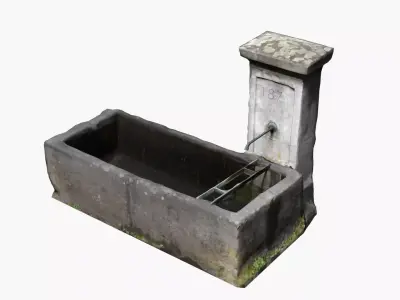 Photo-Scanned German Fountain Low-poly 3D model