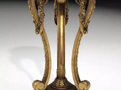 Console ornately gilded side table with marble top 3D model