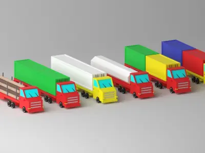 Cartoon Truck Package Low-poly 3D model