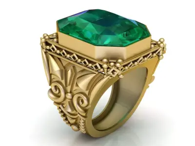 Emerald Regal Signet Ring 3D print model