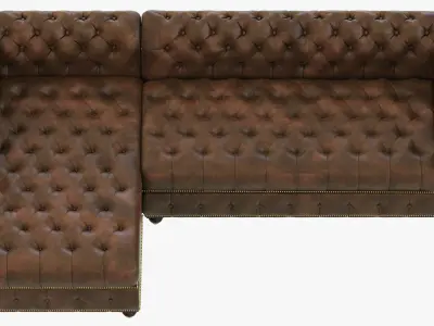 Restoration Hardware Cambridge Leather Left-Arm Sofa Chaise Sect 3D model