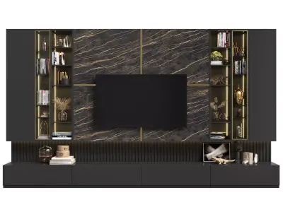 Modern Luxury TV Wall Unit 3D Model 3D model