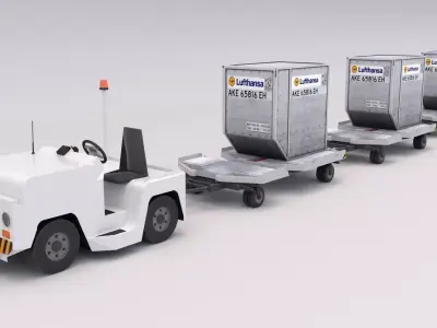 Baggage Tractor Low-poly 3D model