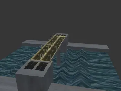 Low Poly Bridge over water Low-poly 3D model