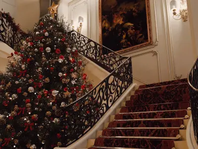 Classic Interior Design with Grand Staircase and Christmas Decor 3D model