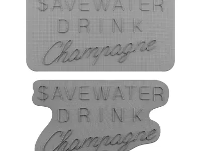 Save Water Drink Champagne Neon Signs 3D model