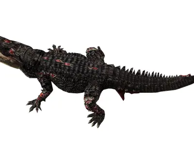 Animated Injured Alligator Rigged Low-poly 3D model