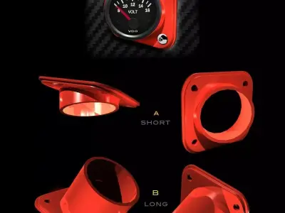 Custom Gauge Door or Center console Mounted Gauge Holder 52 mm 3D print model