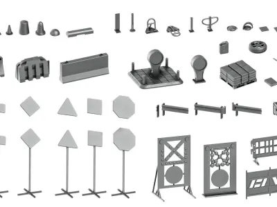 Traffic Road Work Diorama Pack 3D print model