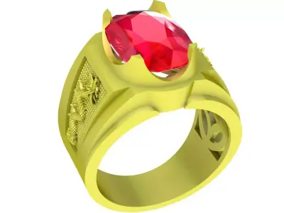 Luxury Oval Gemstone Men Ring Jewelry Design  4098 3D print model